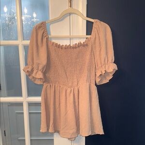 SHEIN Women's Ruffled Blouse in Tan